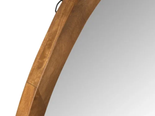 Spiegel Vince bruin 71 cm met organische vorm en mangohouten rand, warm en natuurlijk aan de wand