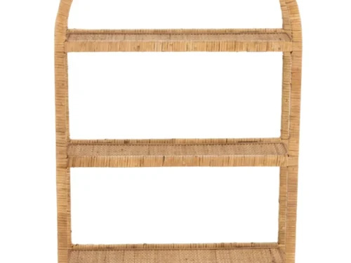 Wandrek Laamis Rotan 56 cm met ovaal ontwerp en drie planken in natuurlijke tinten