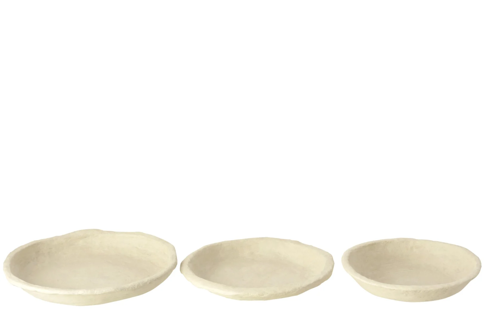 Kom Klerdos Papier Wit, set van 3 brede papier-maché kommen voor rustige, luchtige styling