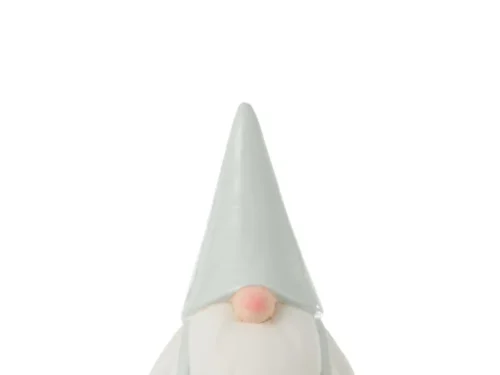 Blauw decoratiefiguur Jeinal van klei, 23,5 cm, met rustige gnome-look en compacte vorm