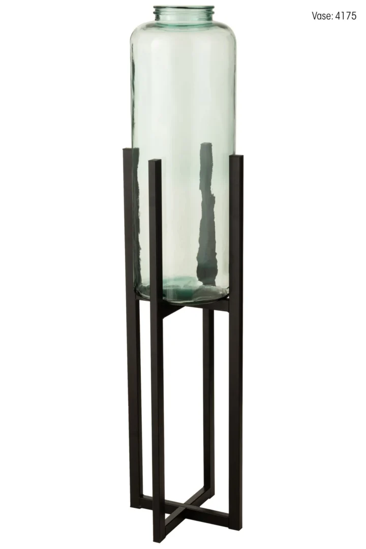 Bloempot Venlo metalen standaard zwart, hoge slanke poot voor vaas of mand, 100% metaal, stijlvol design