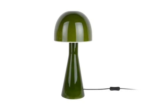 Tafellamp Folvund Glas Ø20 cm, groene glazen kap en voet met zachte ambient gloed