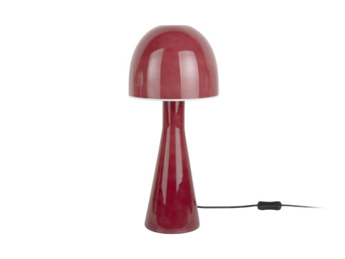 Tafellamp Haarrel Glas Ø20 cm in rood glas met bolle kap en slanke voet, sfeervolle tafellamp met snoer