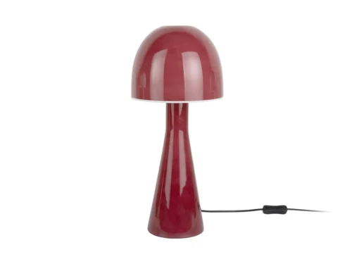 Tafellamp Haarrel Glas Ø20 cm in rood glas met bolle kap en slanke voet, sfeervolle tafellamp met snoer
