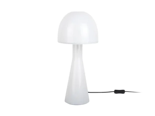 Tafellamp Seindero glas Ø20 cm, wit transparant design met snoer en schakelaar