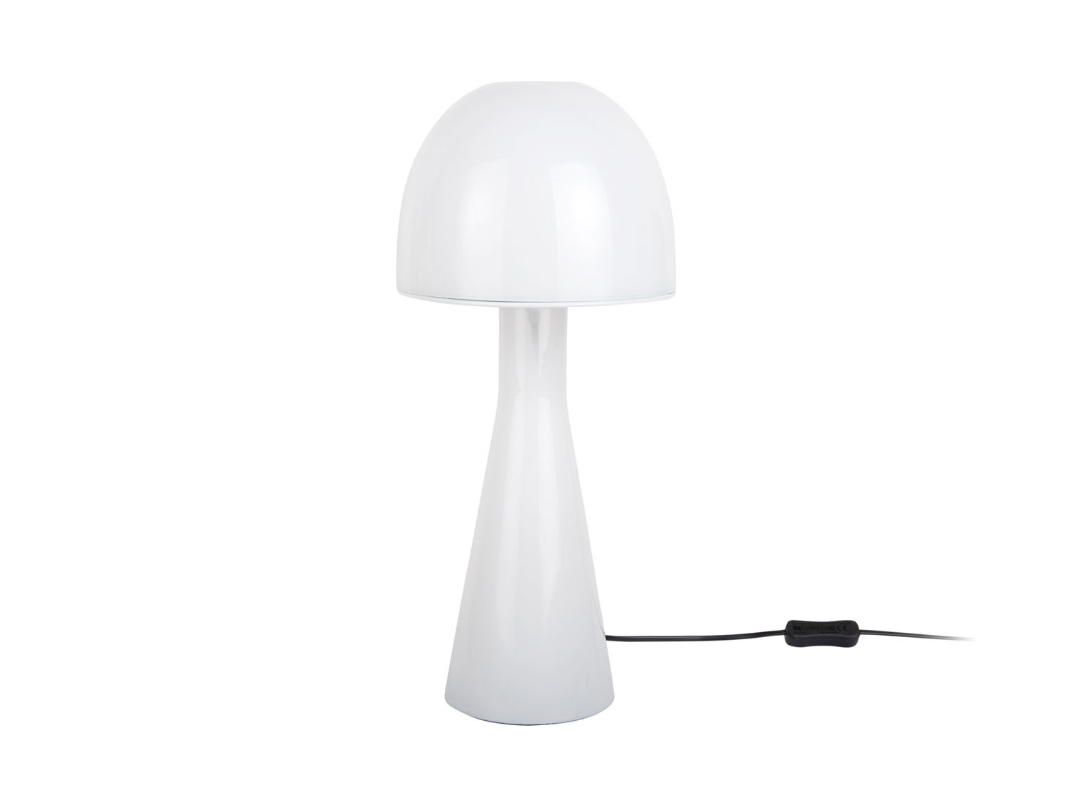Tafellamp Seindero glas Ø20 cm, wit transparant design met snoer en schakelaar