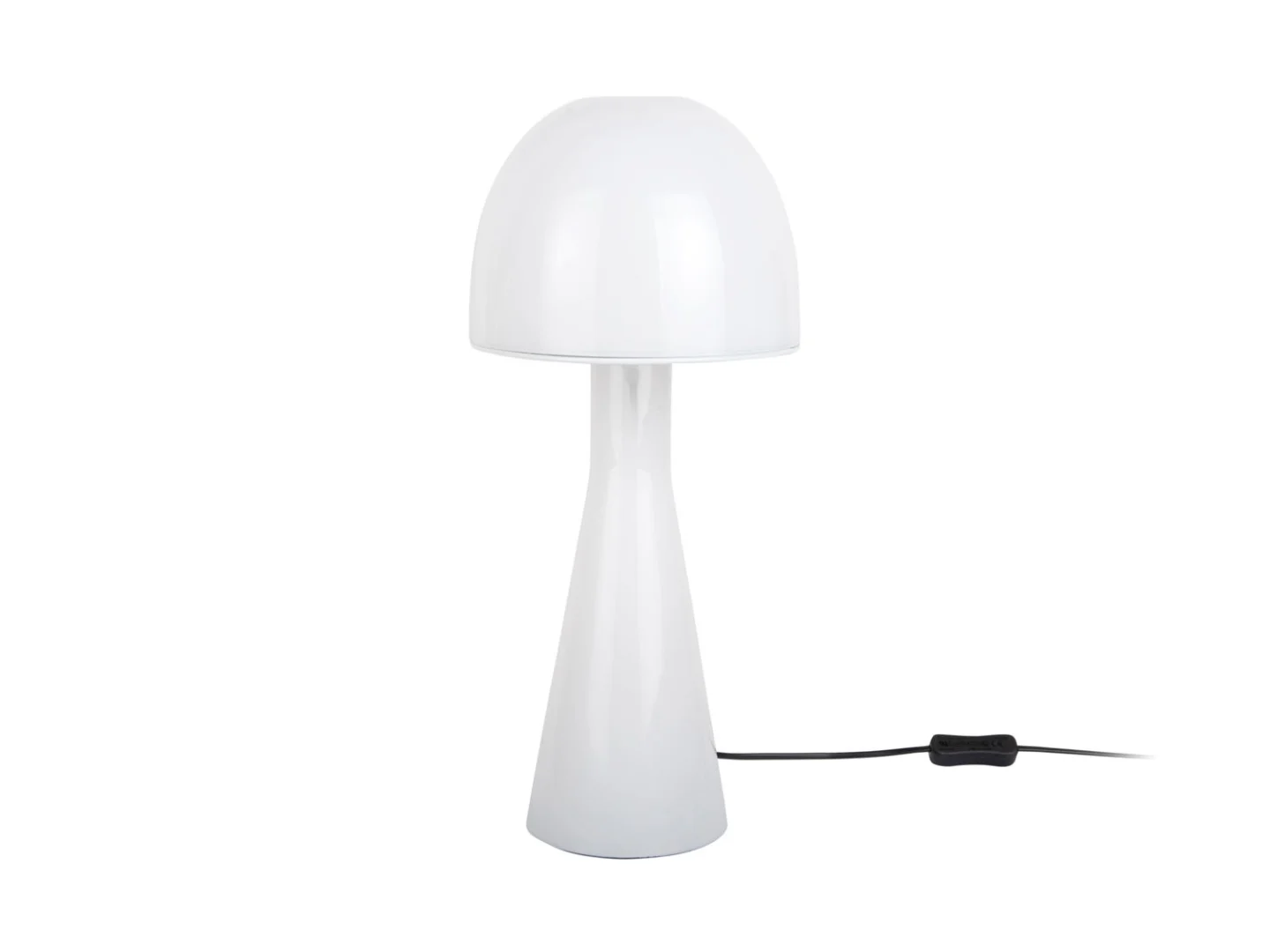 Tafellamp Seindero glas Ø20 cm, wit transparant design met snoer en schakelaar