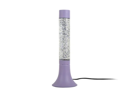 Tafellamp Fooria zacht paars Ø13 cm met speels glittereffect en slanke, compacte vorm