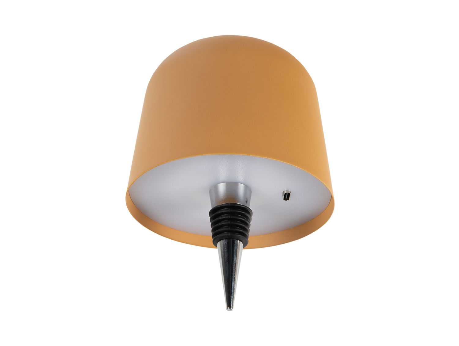 Lamp Fendik Geel Ø10 cm met bottlestopper en LED, oranjegele fleslamp voor decoratieve sfeerverlichting