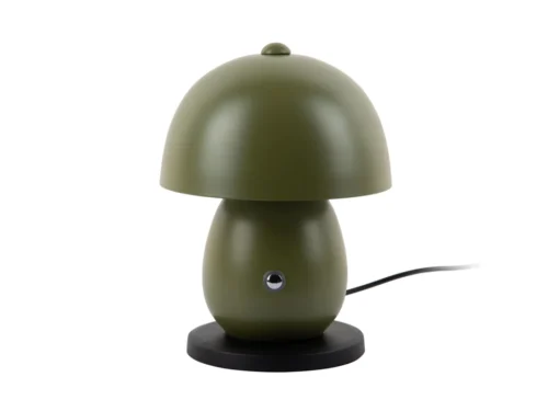 Tafellamp Zausang groen Ø14 cm met moderne paddenstoelvorm en zwarte voet, inclusief snoer en laadstation
