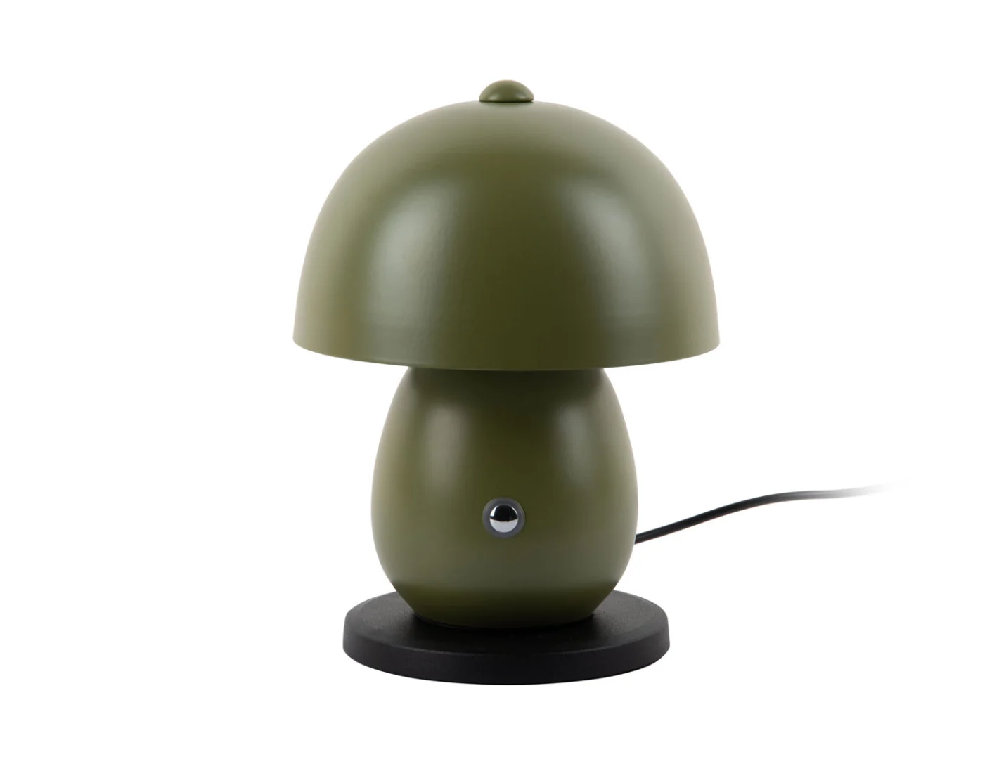 Tafellamp Zausang groen Ø14 cm met moderne paddenstoelvorm en zwarte voet, inclusief snoer en laadstation