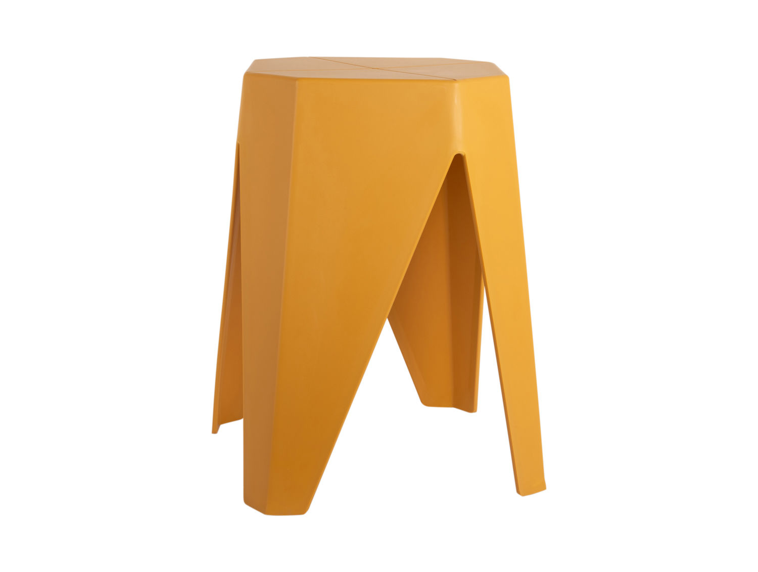 Leitmotiv Kruk Raarmine helder geel, moderne stapelbare PP-kruk met speels geometrisch design