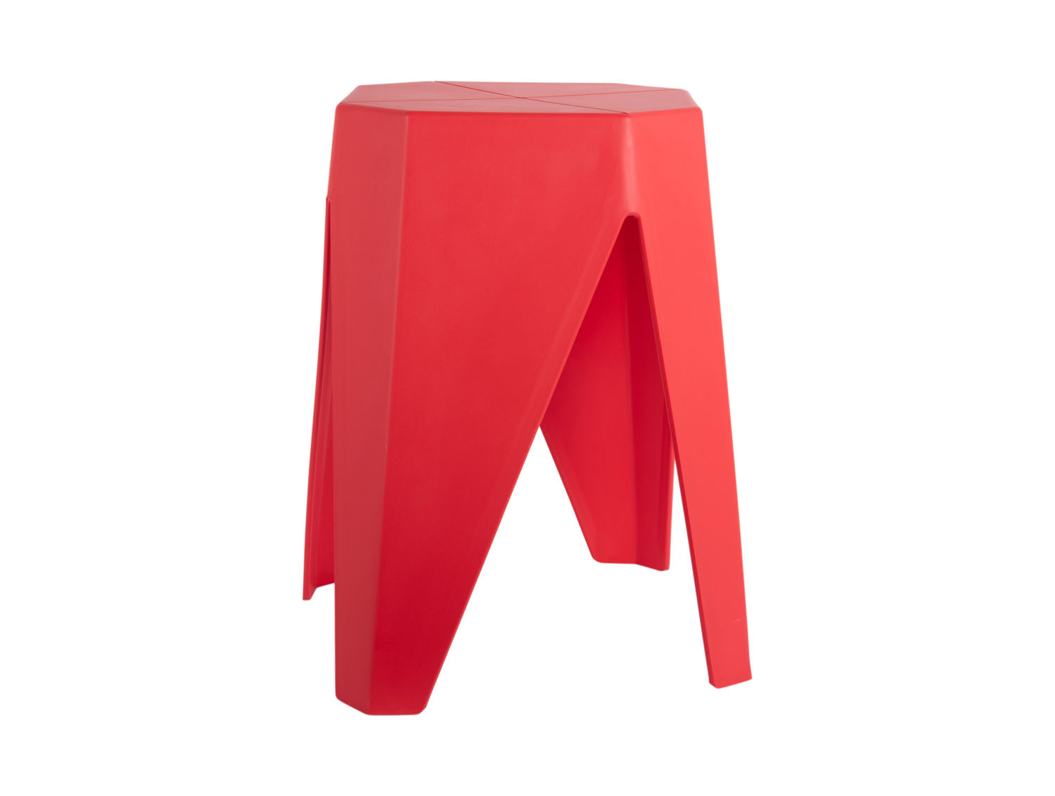 Kruk Brirdol helder rood, moderne stapelbare stool van duurzaam PP-materiaal met strakke vormgeving