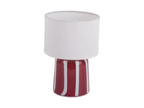 Tafellamp Paurmaro Oker H20 cm met draadloos design en witte kap op rode glazen voet