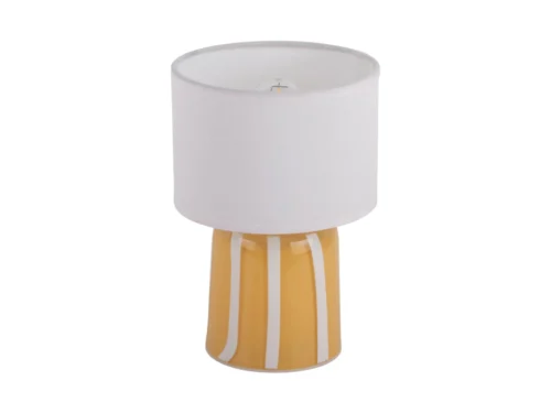 Tafellamp Detum helder geel, compact 20 cm, draadloos met witte kap en sfeervolle uitstraling