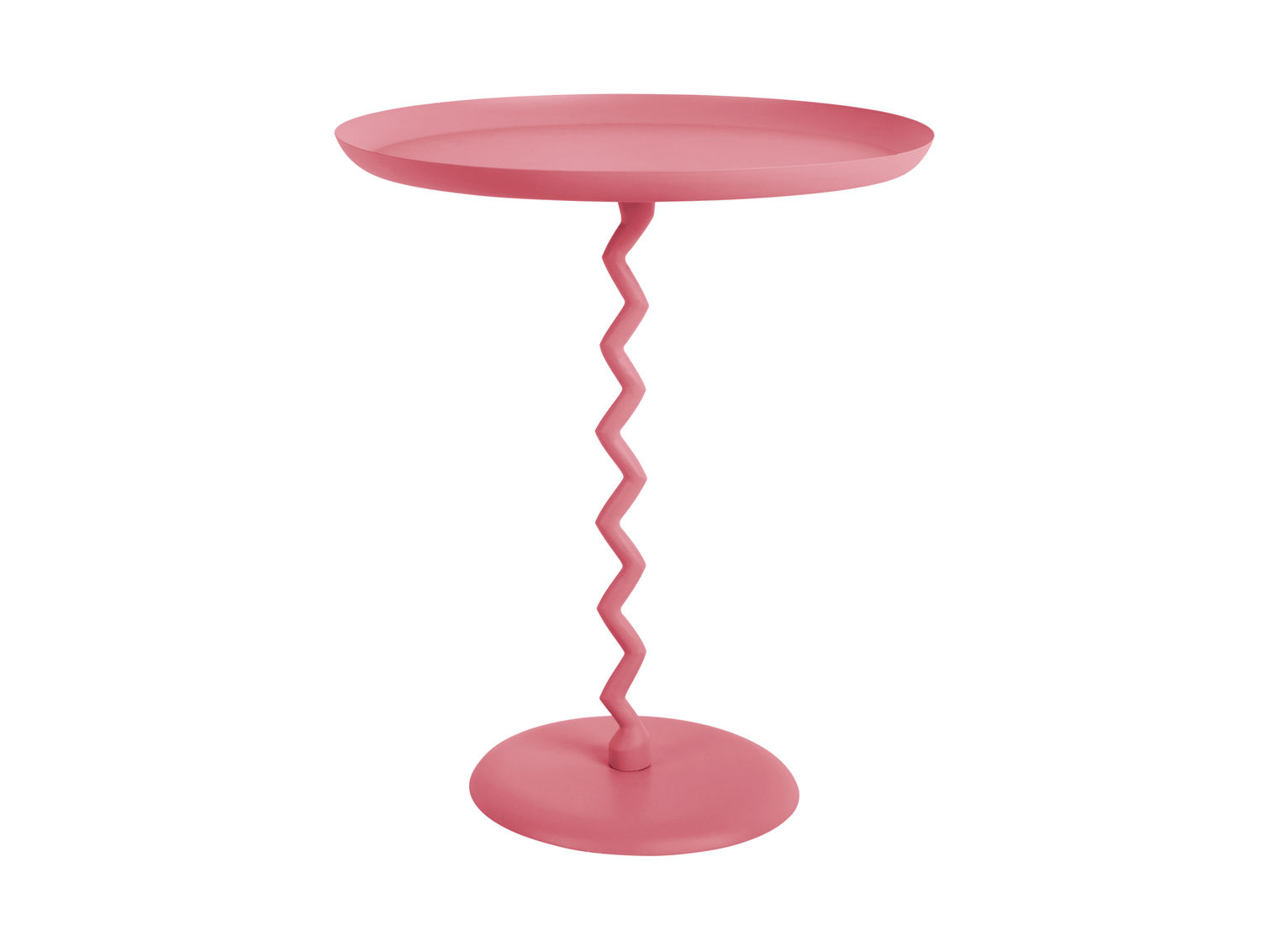 Bijzettafel Flisson helder roze met zigzag poot en compact rond blad van Leitmotiv