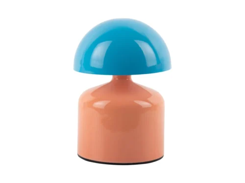 Tafellamp Klurdin Oranje Ø10 cm met blauw kapje, compact en speels design, LED sfeerlicht