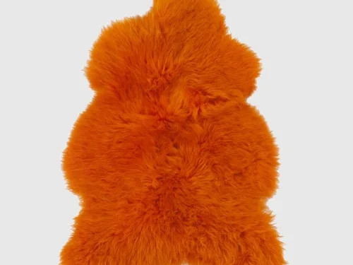 Schapenvacht Laavena Oranje 100x65 cm, zachte IJslandse schapenvacht met volle, natuurlijke wol