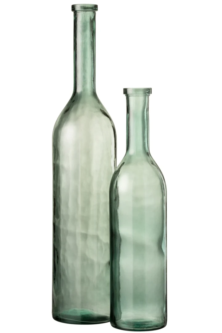 Vaas Brubol groen glas H101 cm, slank en hoog model met elegante flesvorm
