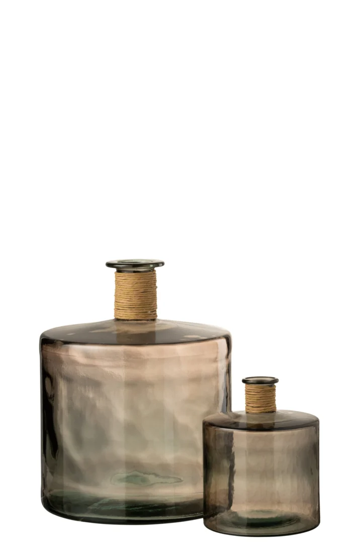 Bruine glazen Biles vaas 44 cm met royale vorm en stoere uitstraling, decoratief als woonaccessoire