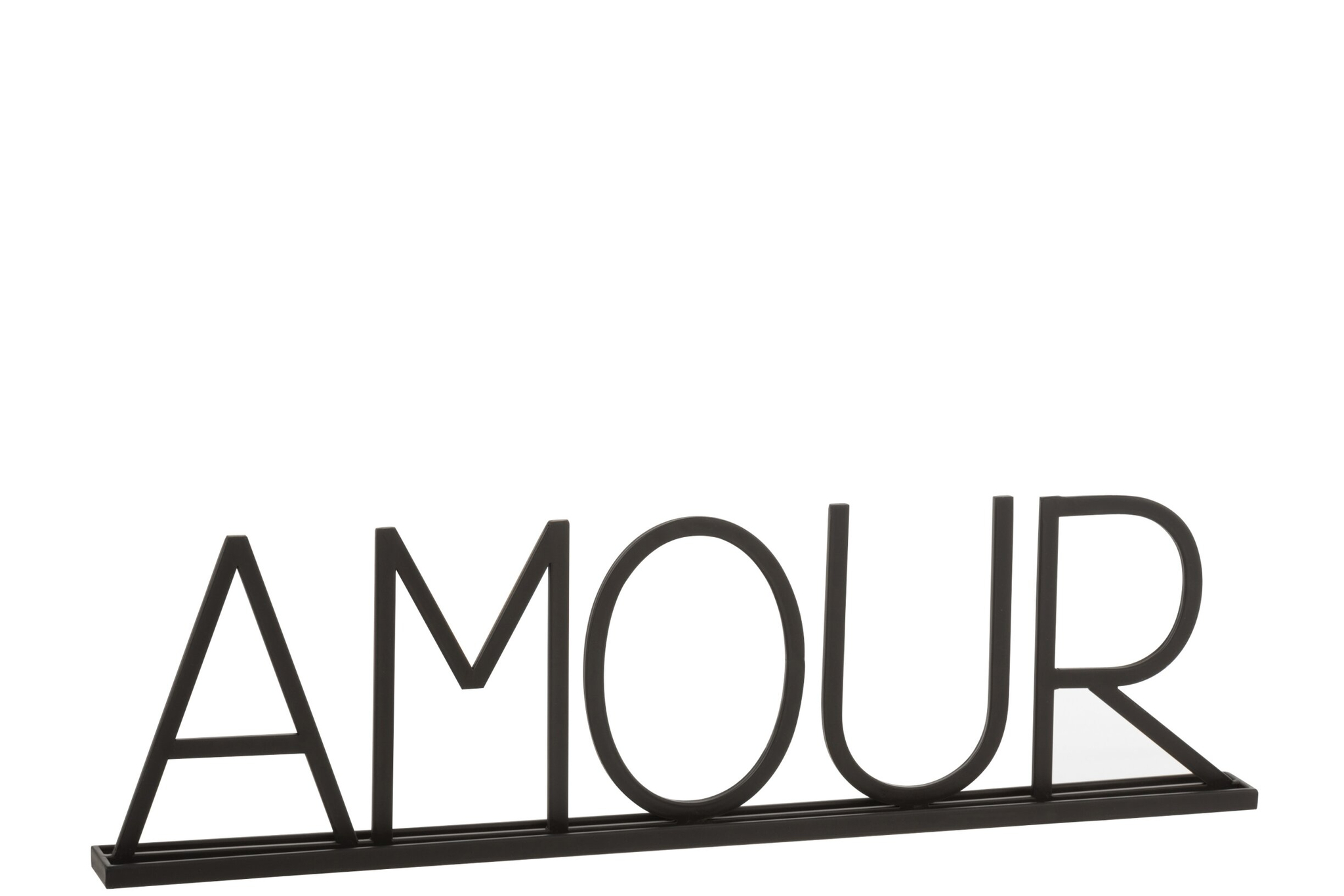 Woonaccessoire Cienund zwart ijzer met AMOUR-tekst, slank en modern decorstuk voor in huis