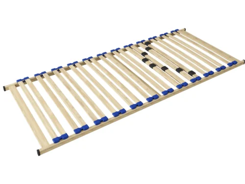 Woonaccessoire Boonine: slank houten lattenframe met blauwe en zwarte bevestigingen, royale uitstraling