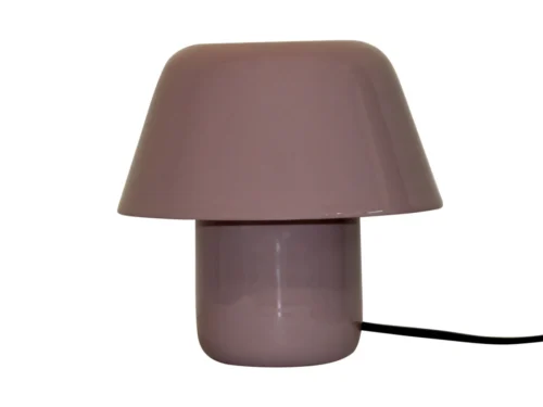 Leitmotiv Momal tafellamp H19 cm, compacte enamel lamp in taupe met stoere uitstraling en snoer