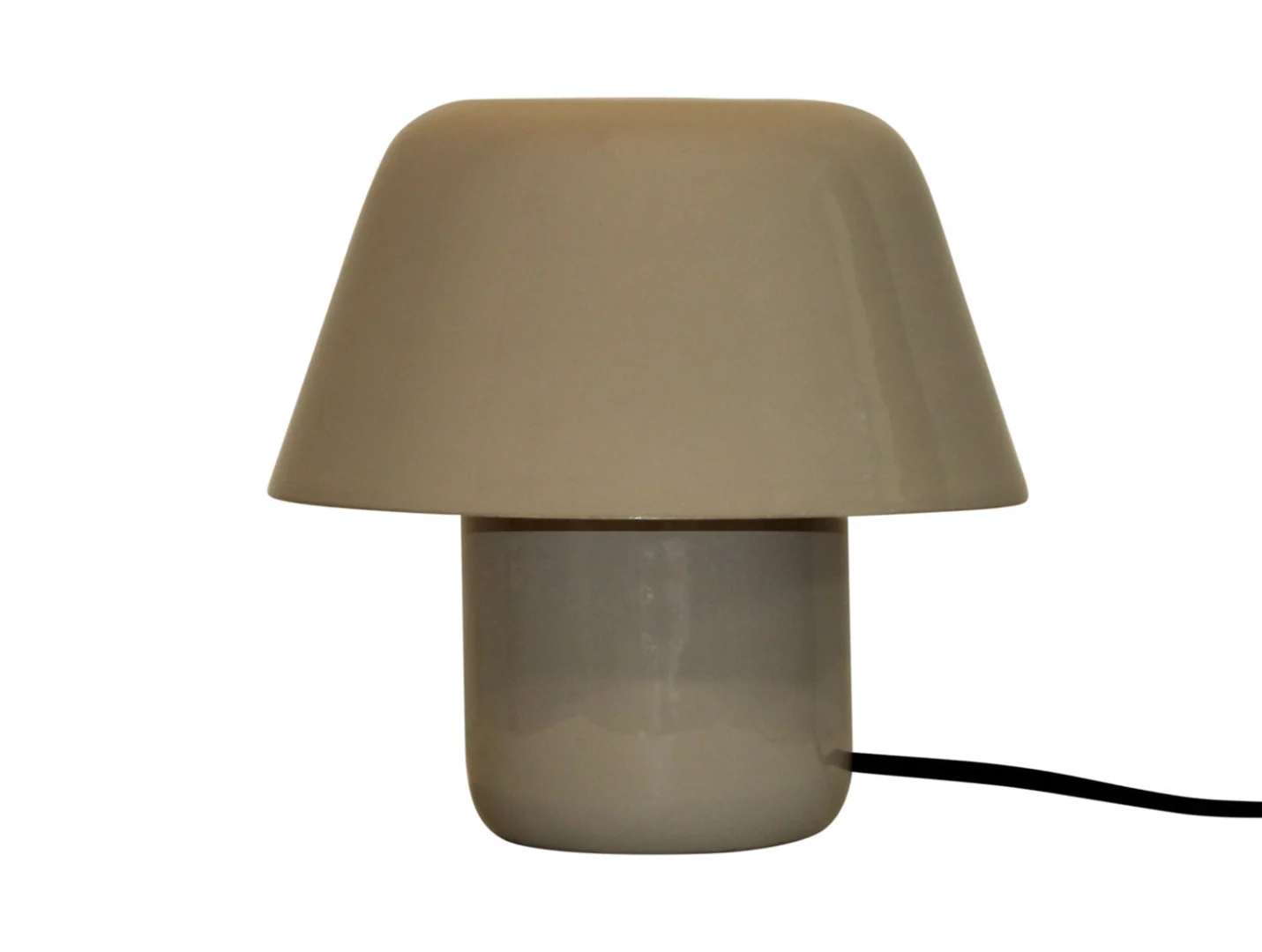 Tafellamp Zaarmero warm grijs H19 cm, compacte emaille lamp met stevige ronde vorm en snoer