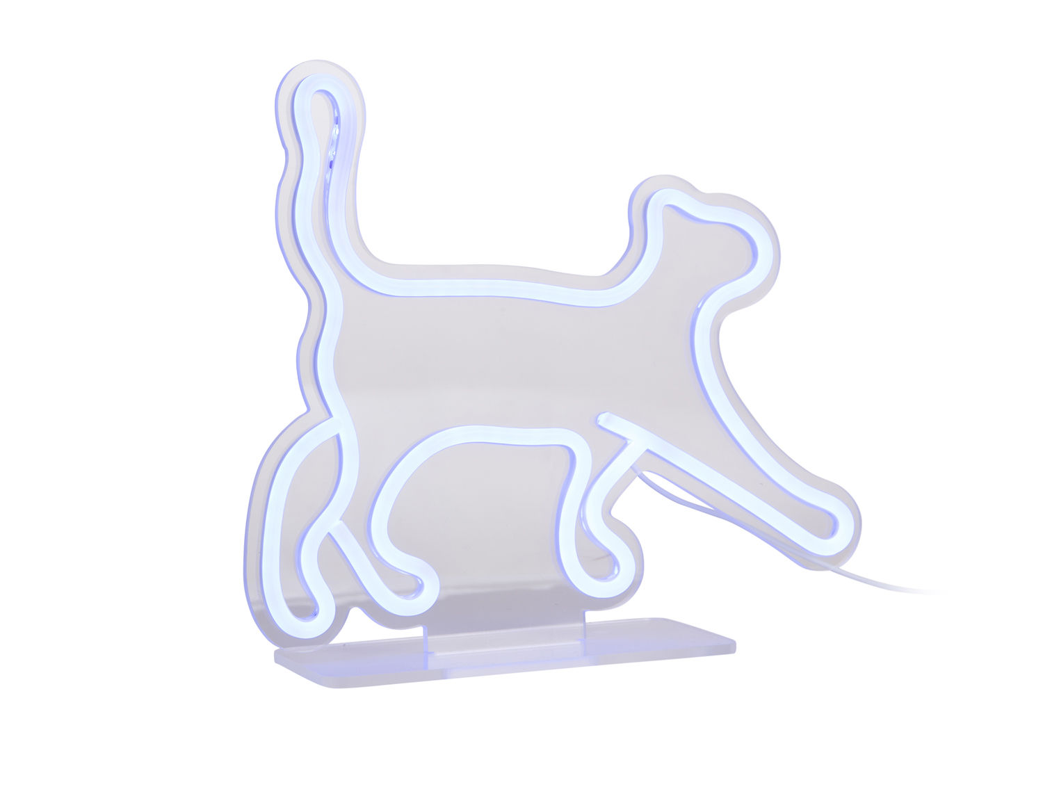 Woonaccessoire Ulm Blauw neon light met speels honden-ontwerp en frisse blauwe gloed op standaard