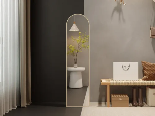 Spiegel Dinsa 160 x 40 cm met smal goudkleurig frame in stijlvolle halsetting