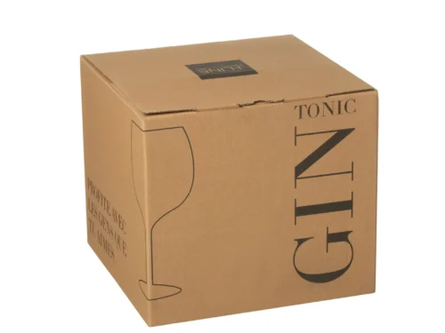 Geschenkdoos Skilen Glas Goud in bruine cadeaubox met TONIC-opdruk en elegant glasdesign