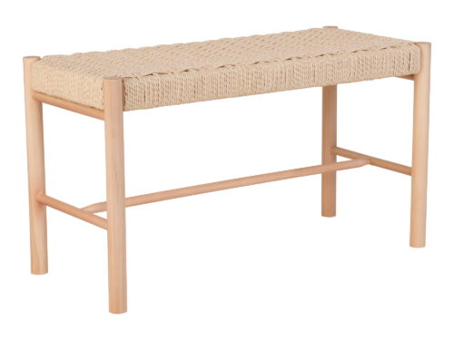 Bank Julvero Riet Naturel met populierenhouten frame en papieren koord zitting in naturel beige