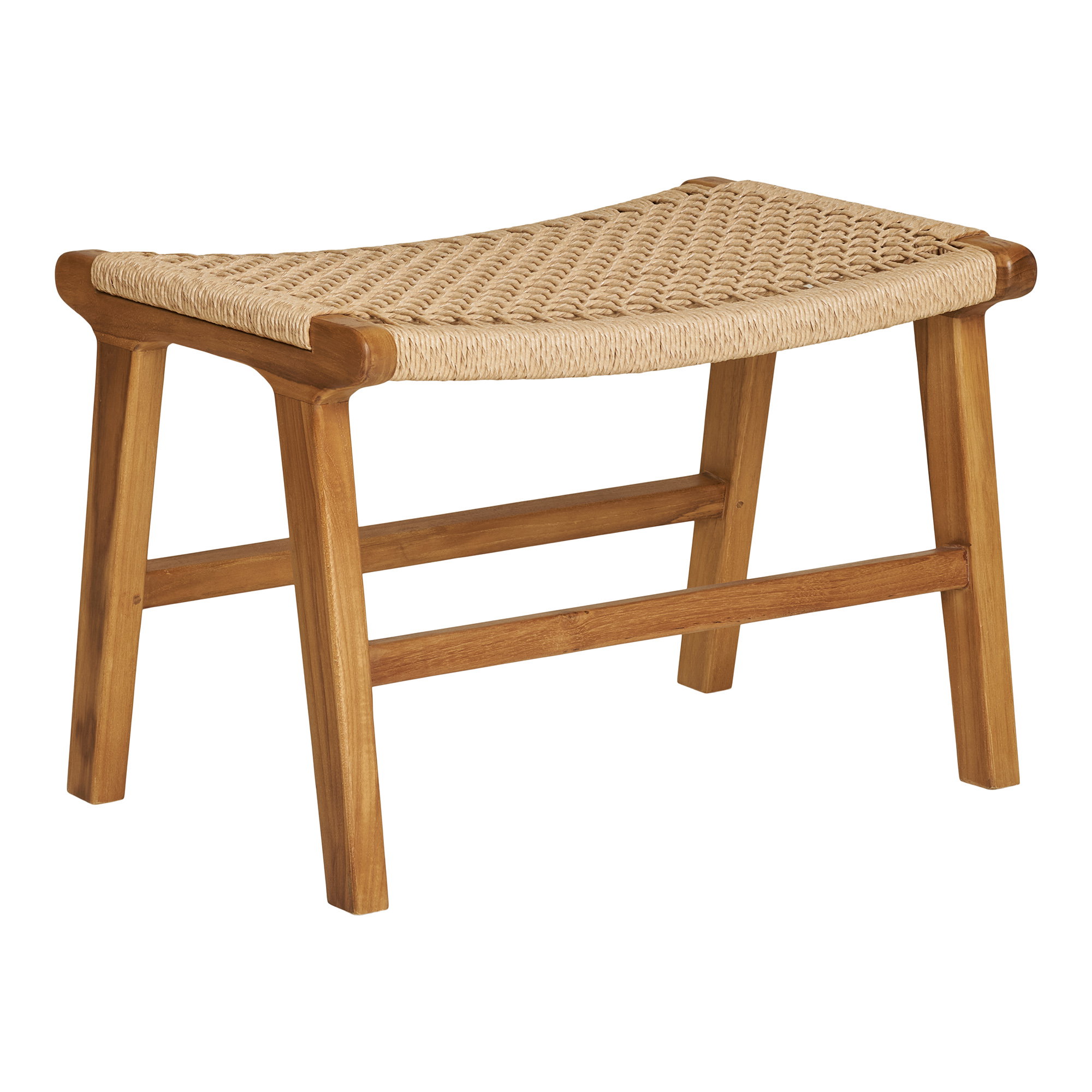 Voetenbank Gaasy Teak Naturel met geweven zitting en stevig houten frame