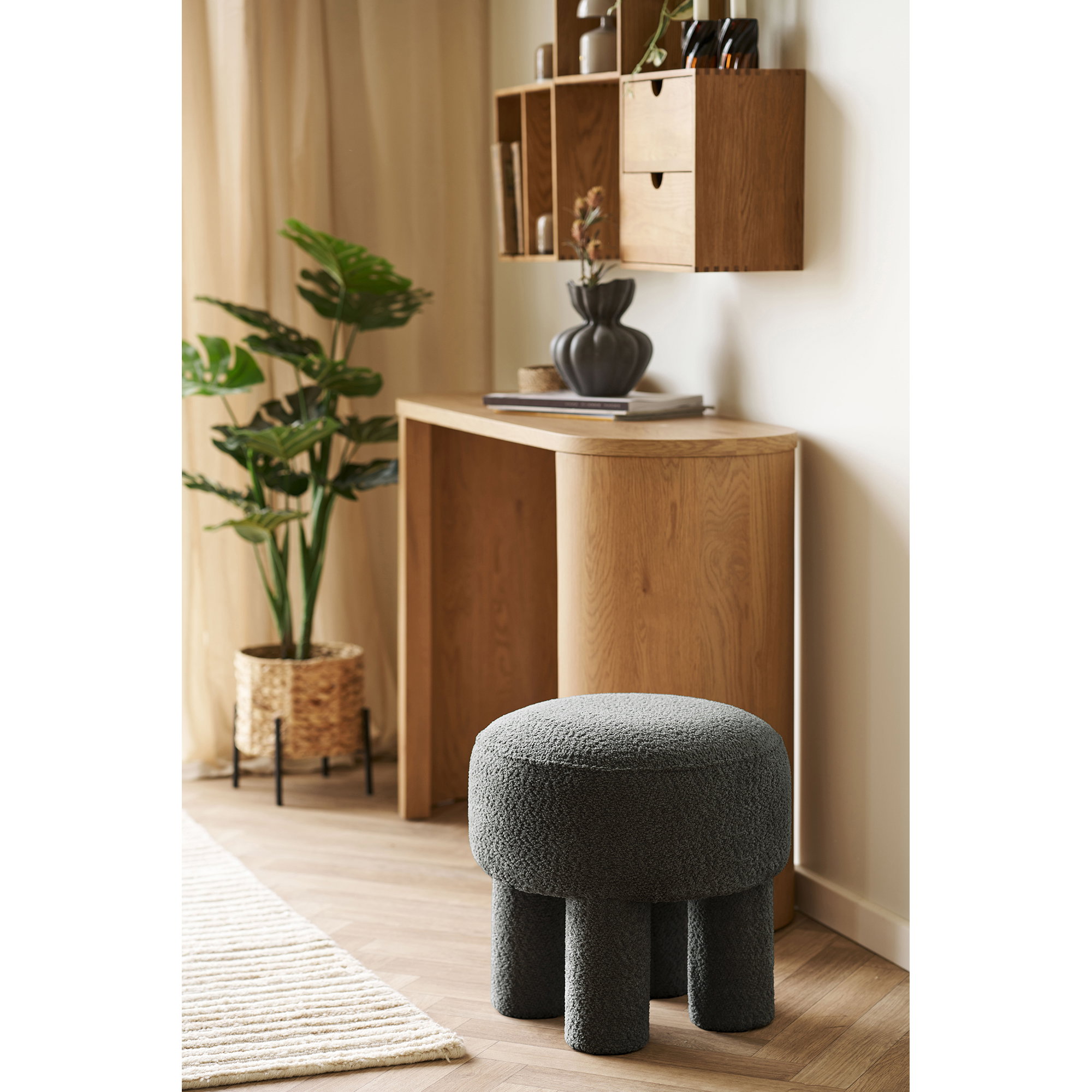 Poef Teirrel Polyester Antraciet - Afbeelding 4