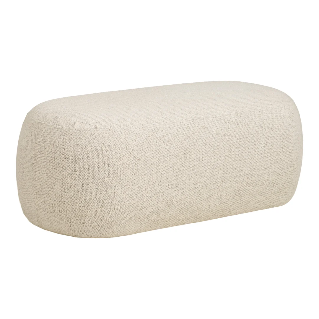 Bank Taakil polyester zand, afgeronde loungevorm met rustige beige bekleding en textuurdetails