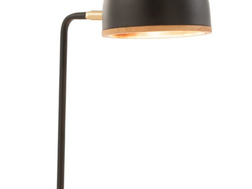 Tafellamp Vilvan zwart met naturel houten voet, slank design, 48 cm hoog en met snoerschakelaar