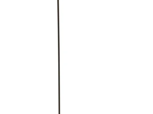 Treelvano vloerlamp zwart met houten voet, hoge slanke vorm en ronde kap met snoerschakelaar