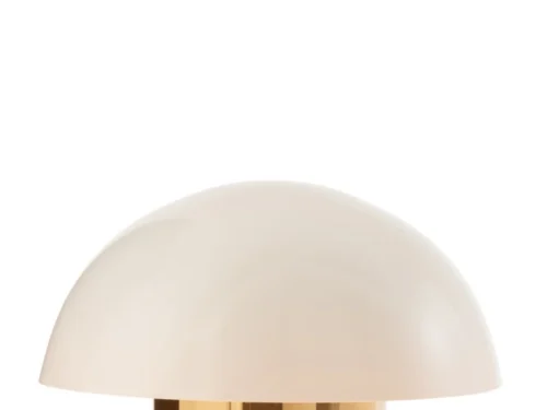 Lamp Stistello Wit paddenstoellamp met witte kap, gouden accenten en snoerschakelaar