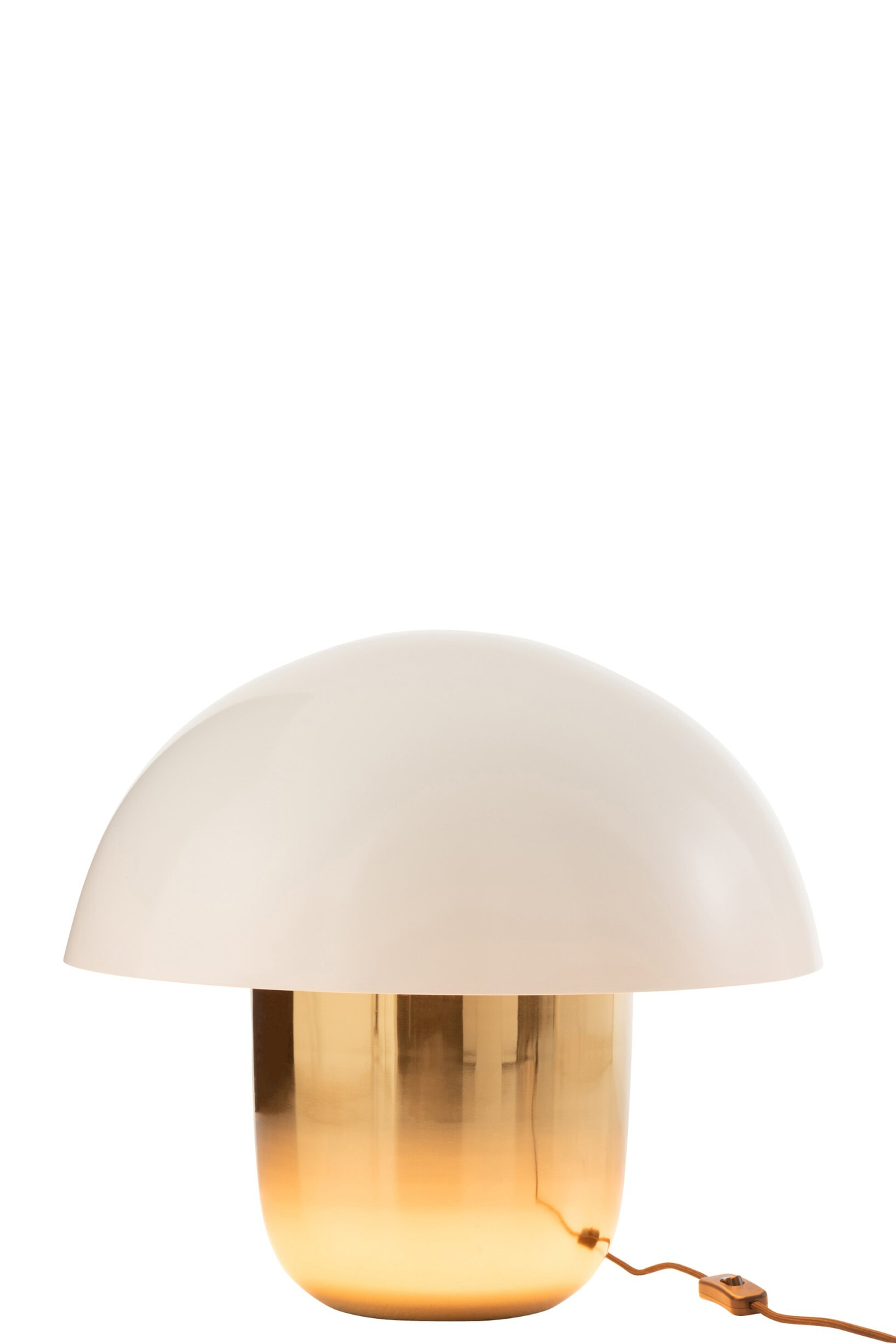 Lamp Stistello Wit paddenstoellamp met witte kap, gouden accenten en snoerschakelaar