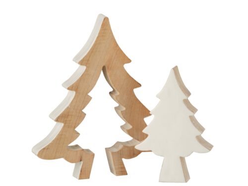 Kerstboom Skiellar van mangohout wit naturel, decoratieve kerstboom met natuurlijke afwerking