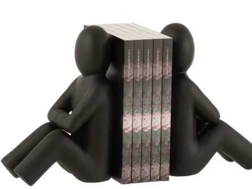 Zwarte Faubor boekensteun set van 2, decoratieve figuren houden boeken rechtop en stabiel