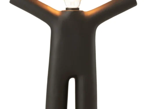 Zwarte Lamp Stierdund Polyester met sfeervolle lichtbol en speels silhouet