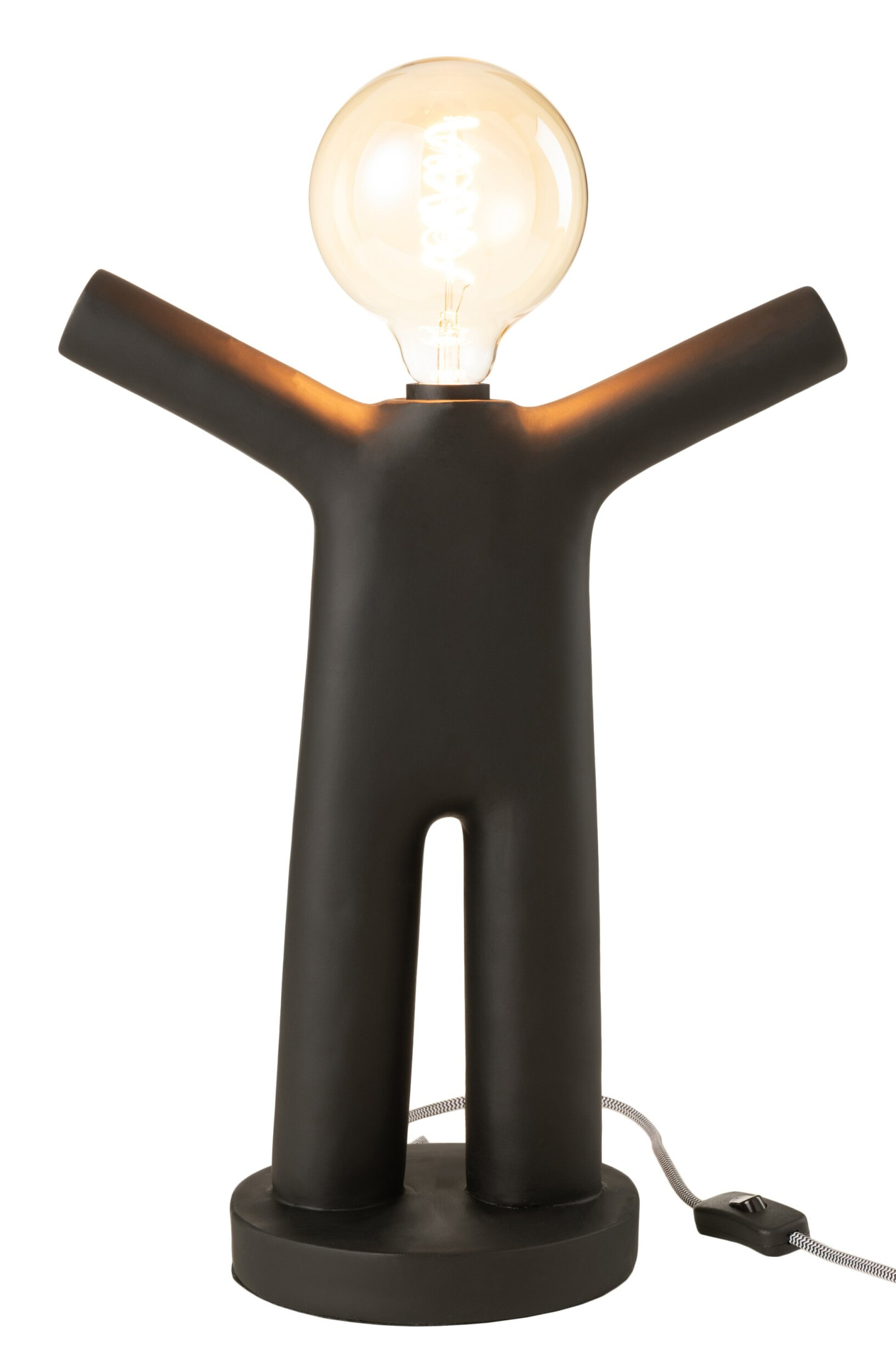Zwarte Lamp Stierdund Polyester met sfeervolle lichtbol en speels silhouet