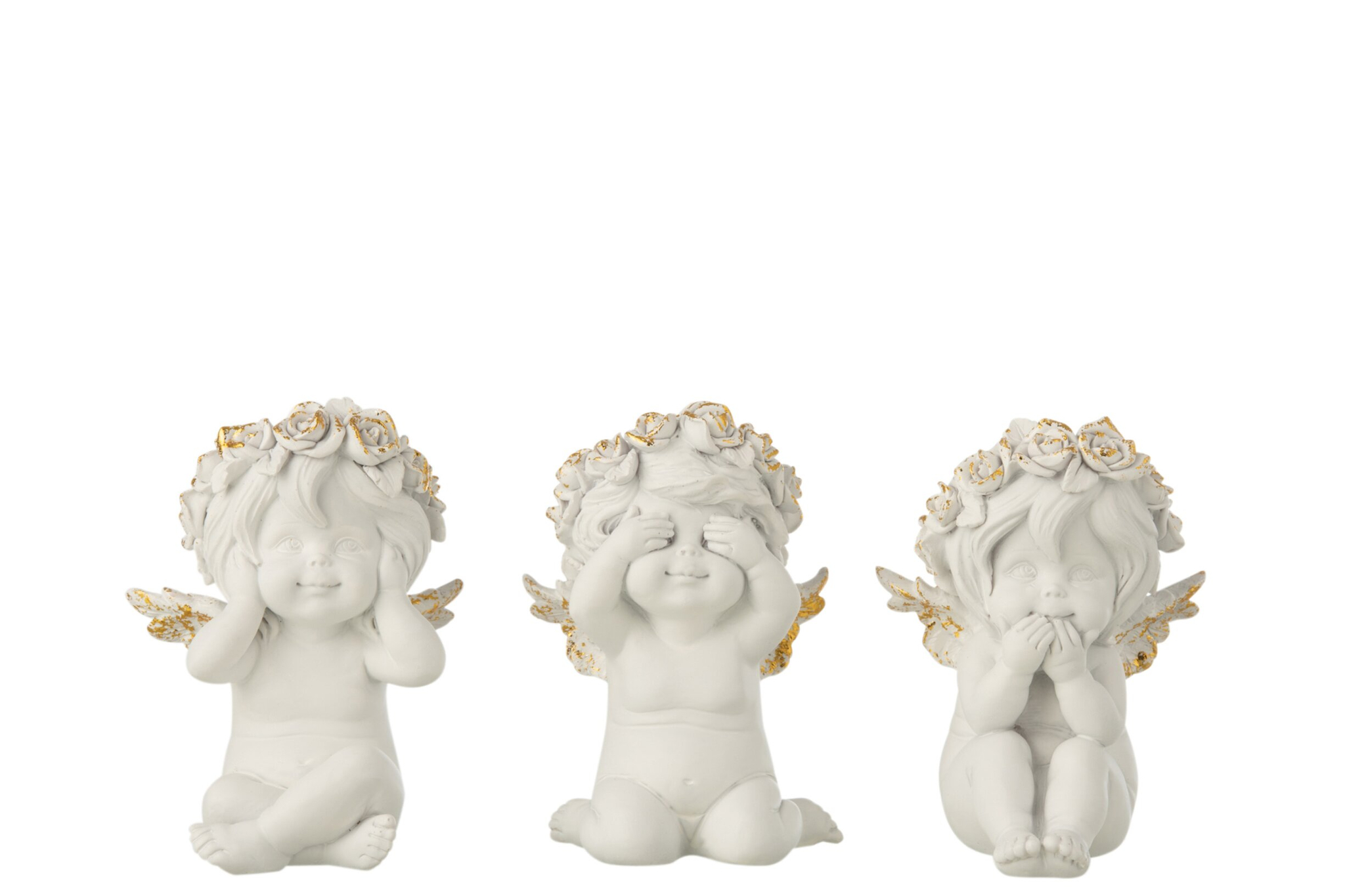 Decoratiefiguur Tethys engeltjes set van 3, wit goud, polyresin, 15 cm, met rustige en verfijnde afwerking