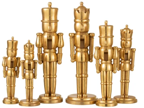 Notenkraker Mika Goud set van 2, grote gouden woonaccessoires met feestelijke uitstraling, 47 cm hoog
