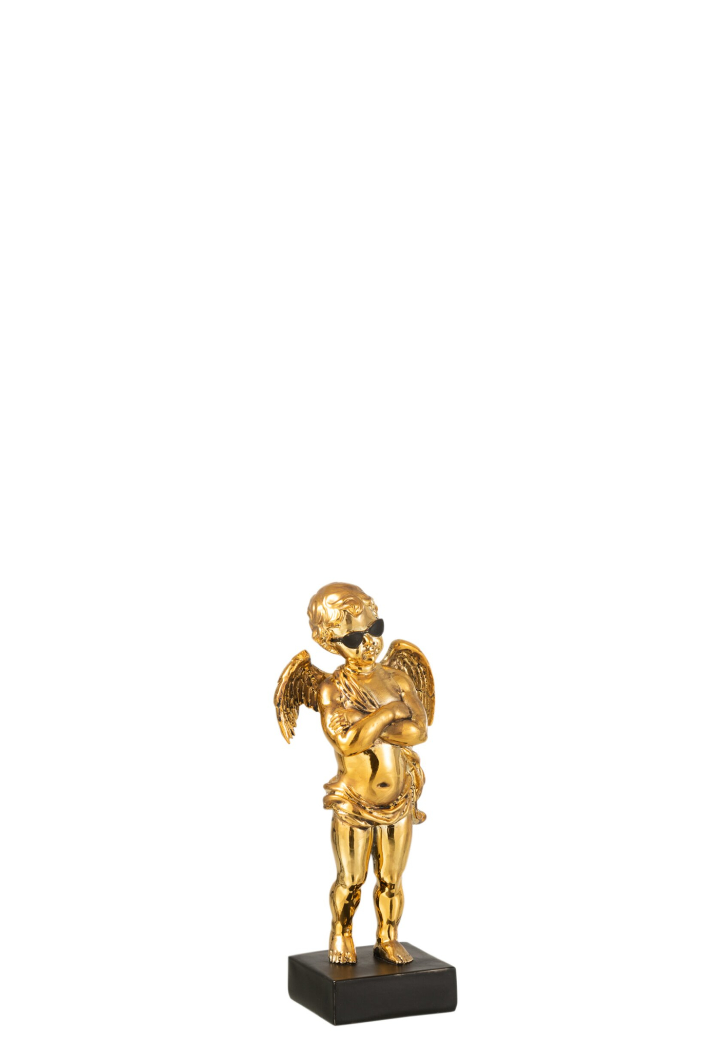 Decoratiefiguur Greebane Goud 21 cm: gouden engel op zwarte voet, compact en stijlvol woonaccessoire