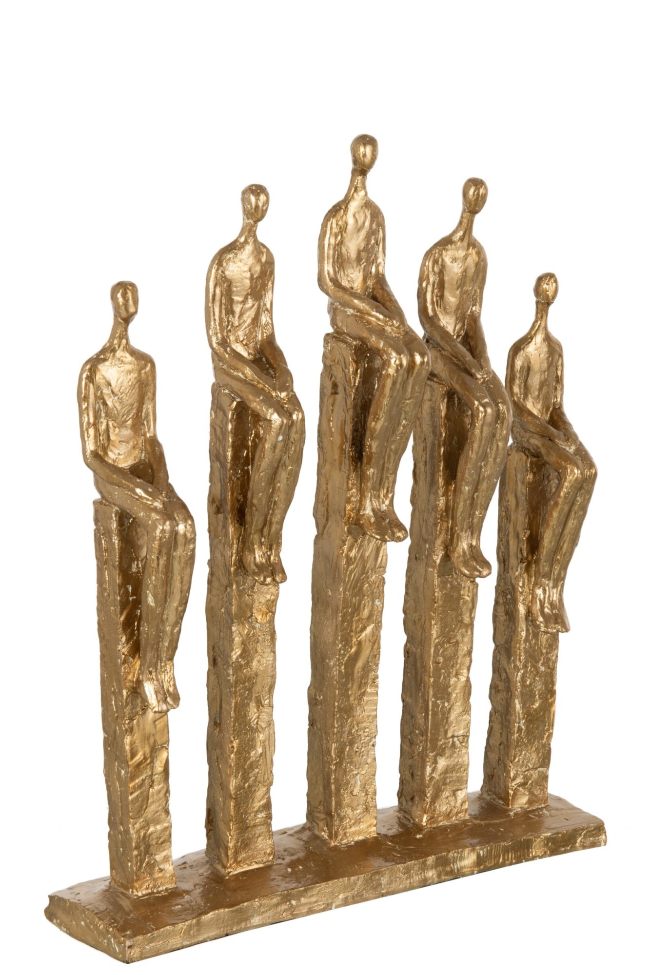 Beeld Caaltund goud 40 cm met 5 staande figuren in polyresin en steenpoeder op sokkel