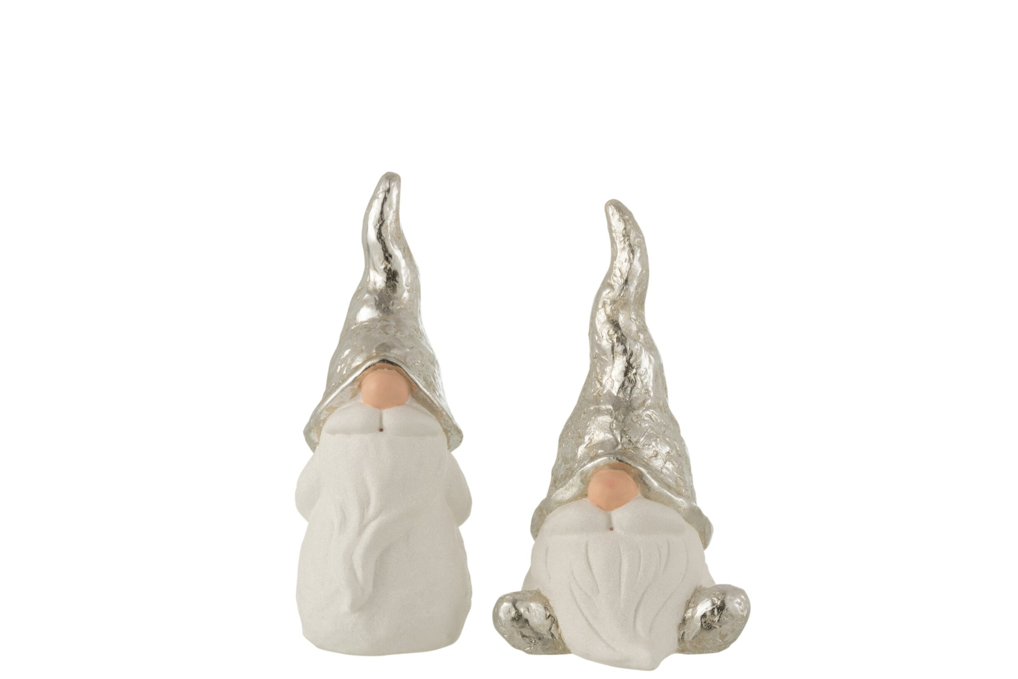 Beeld Skikal Klei Zilver H34,5 cm - Set van 2