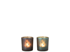 Waxinelichthouder Gitane Glas Blauw - Set van 2