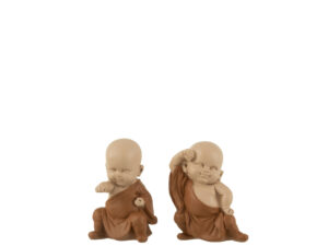 Beeld Zosti Polyresin Bruin H11 cm - Set van 2